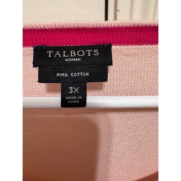 Talbots Pink Pointelle Button UP Cardigan Sweater Women's Plus Size 3X - Picture 4 of 8